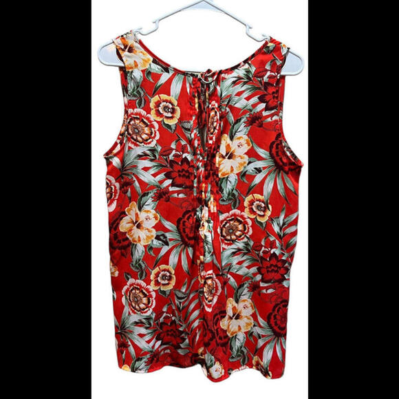 Sanctuary Medium Floral Blouse Red Sleeveless Button Up Boho Career Top - Picture 2 of 3